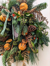 Load image into Gallery viewer, 'Evergreen & Orange' Luxury Fresh Christmas Wreath
