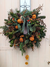Load image into Gallery viewer, 'Evergreen & Orange' Luxury Fresh Christmas Wreath