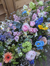 Load image into Gallery viewer, Fresh Floral Meadow Casket Spray Funeral Tribute