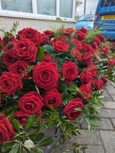 Load image into Gallery viewer, Fresh Luxury Red Rose Casket Spray Arrangement