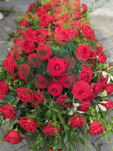 Load image into Gallery viewer, Fresh Luxury Red Rose Casket Spray Arrangement