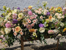 Load image into Gallery viewer, Colorful flower arrangement to cover full length of coffin.