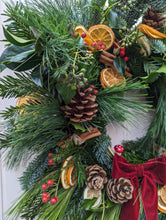 Load image into Gallery viewer, 'Traditional Charm' Luxury Fresh Christmas Wreath