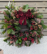 Load image into Gallery viewer, 'Beautifully Burgundy' Luxury Fresh Christmas Wreath
