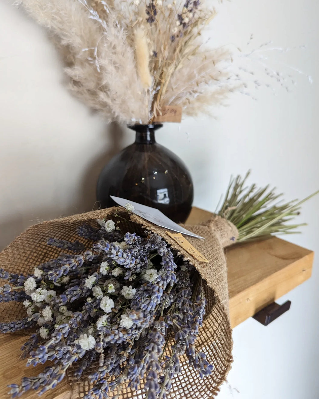 Hessian Wrapped Lavender & Gyp Bunch